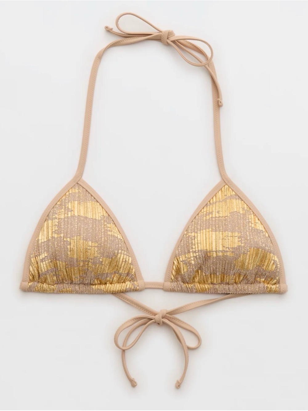 Aerie Gold Metallic Triangle Bikini Top - Neutral Trim